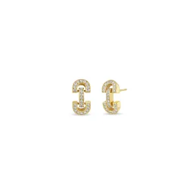 14k Vintage Pavé Diamond Horsebit Link Studs