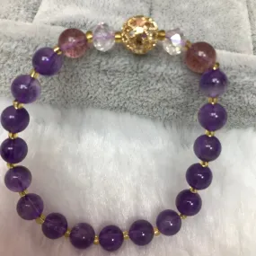 925 Silver Amethyst Beads Gemstone Bracelet