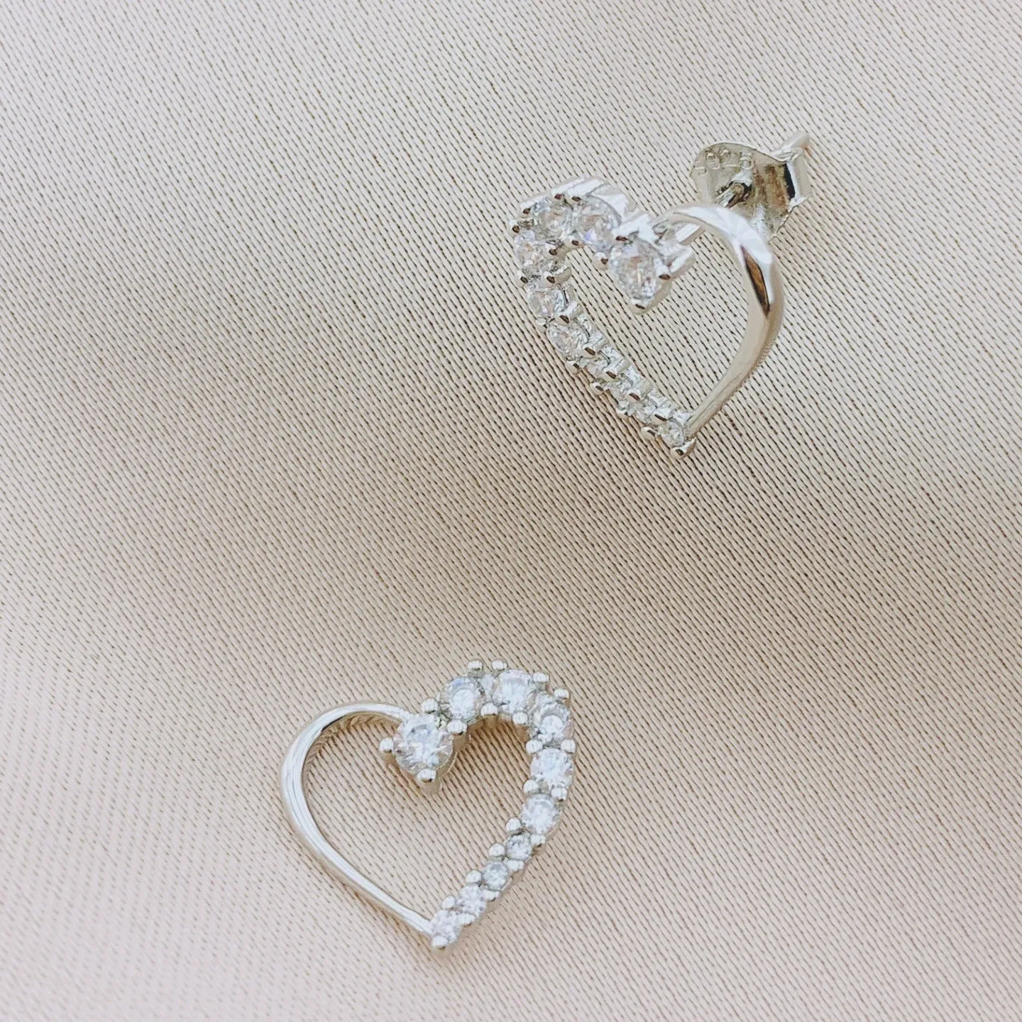 925 Silver Heart CZ Stud Earring