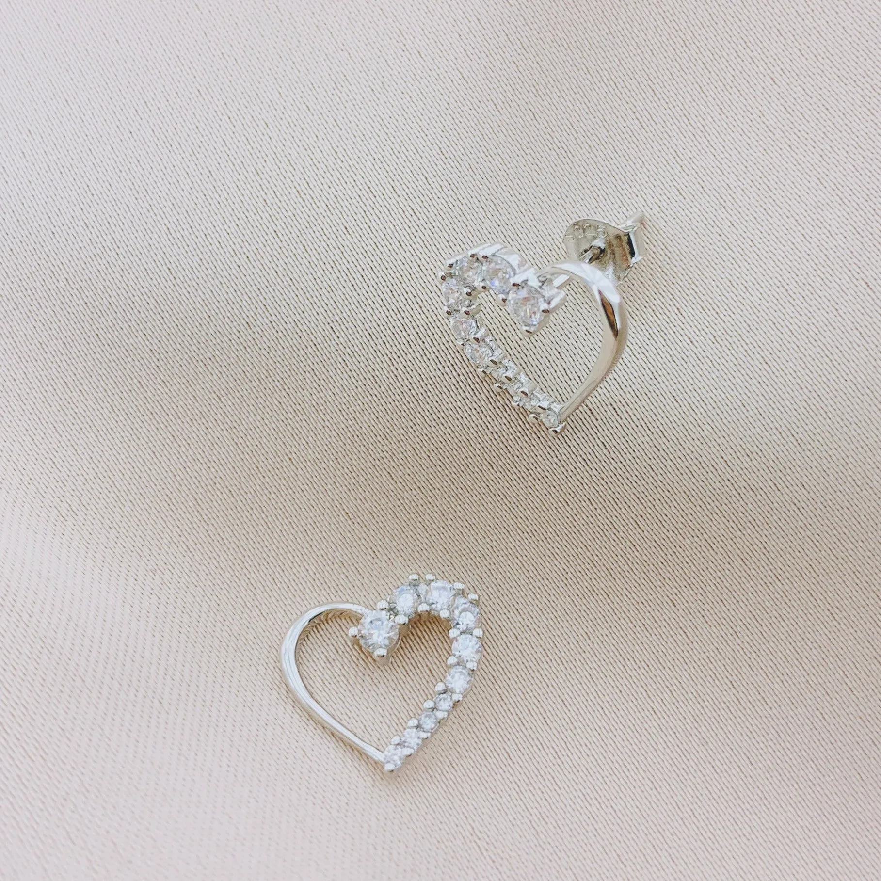 925 Silver Heart CZ Stud Earring