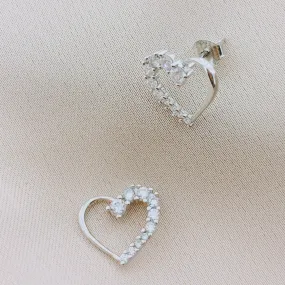 925 Silver Heart CZ Stud Earring