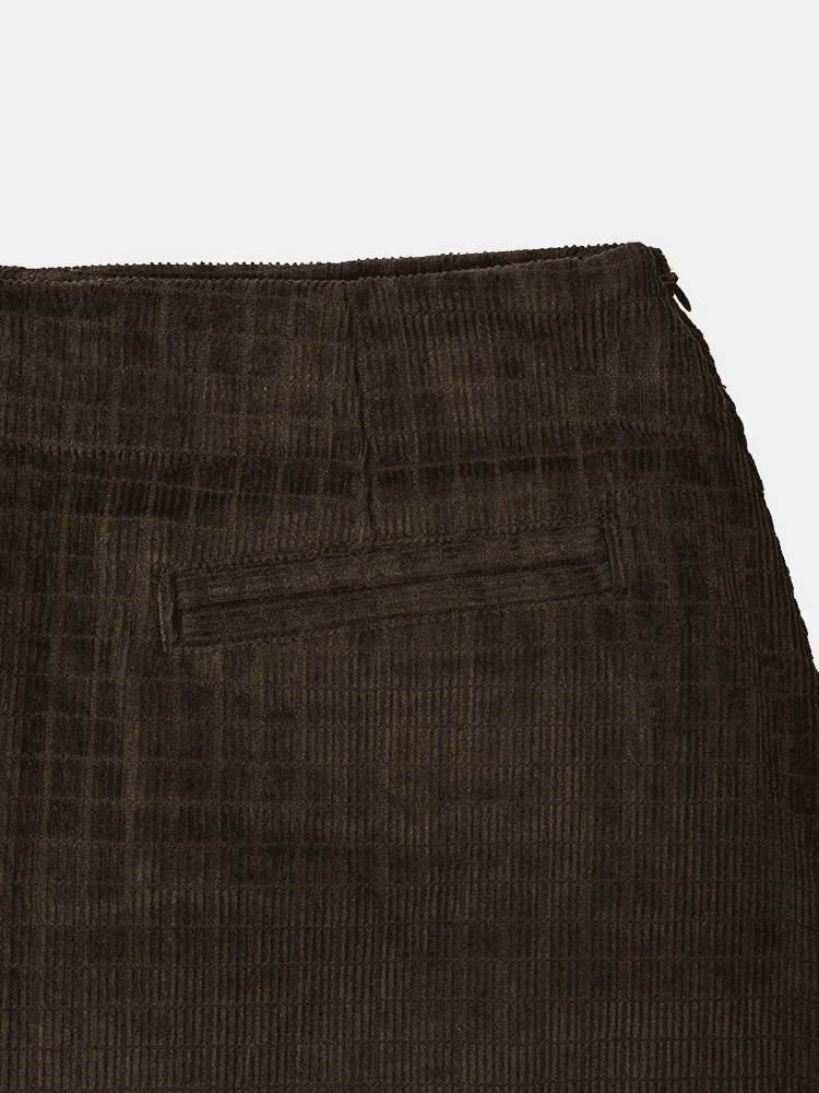 Afends Gretal Hemp Check Corduroy Mini Skirt - Coffee