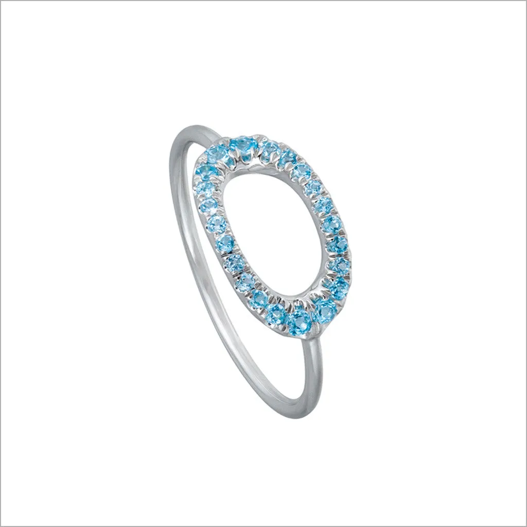 Allegra 18K White Gold & Blue Topaz Stackable Ring