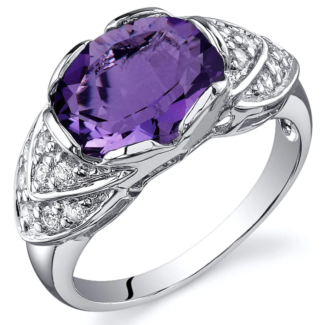 Amethyst Oval Cut Sterling Silver Ring Size 5