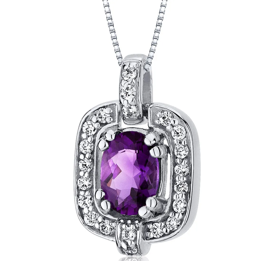 Amethyst Pendant Sterling Silver, Oval Shape, 0.75 Carat total