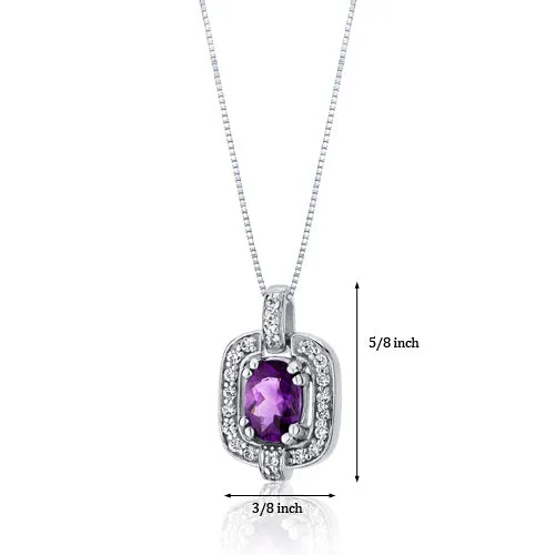 Amethyst Pendant Sterling Silver, Oval Shape, 0.75 Carat total