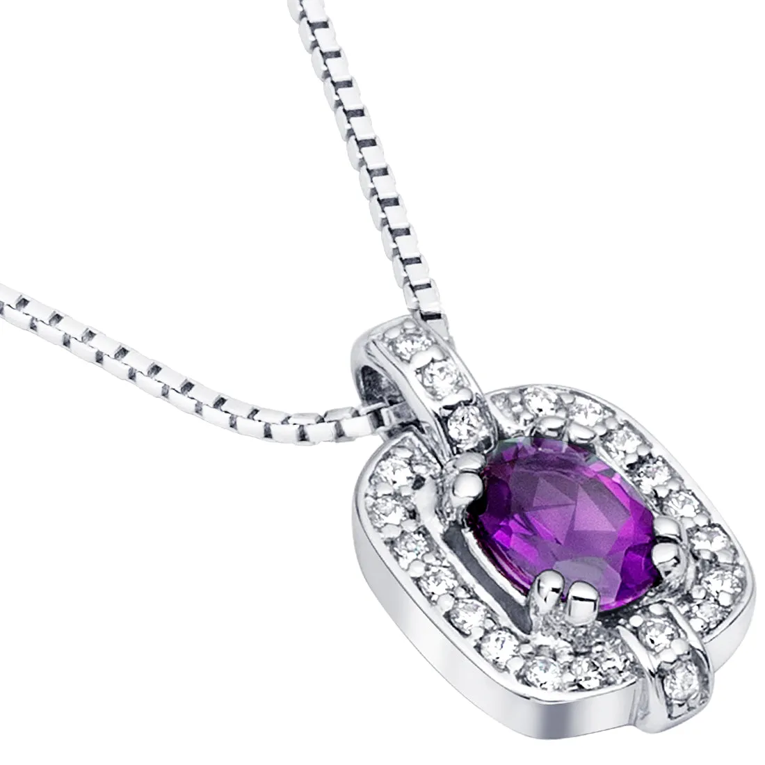 Amethyst Pendant Sterling Silver, Oval Shape, 0.75 Carat total