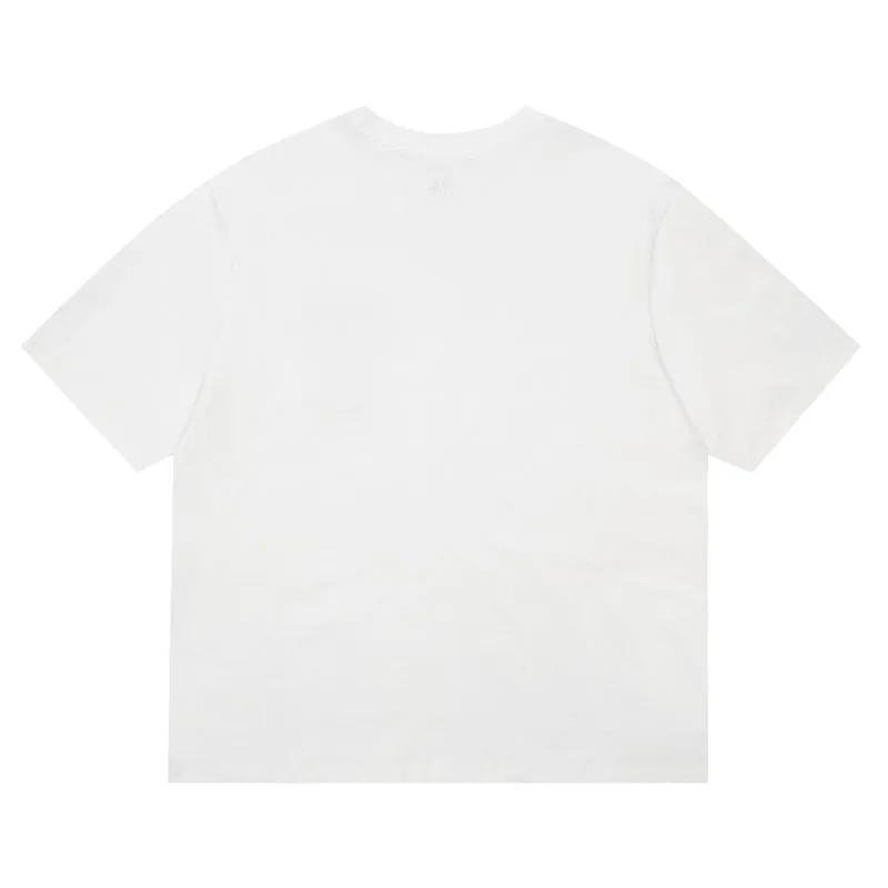 AMI Paris Oversized Logo-Appliquéd Cotton-Jersey T-Shirt White/Black