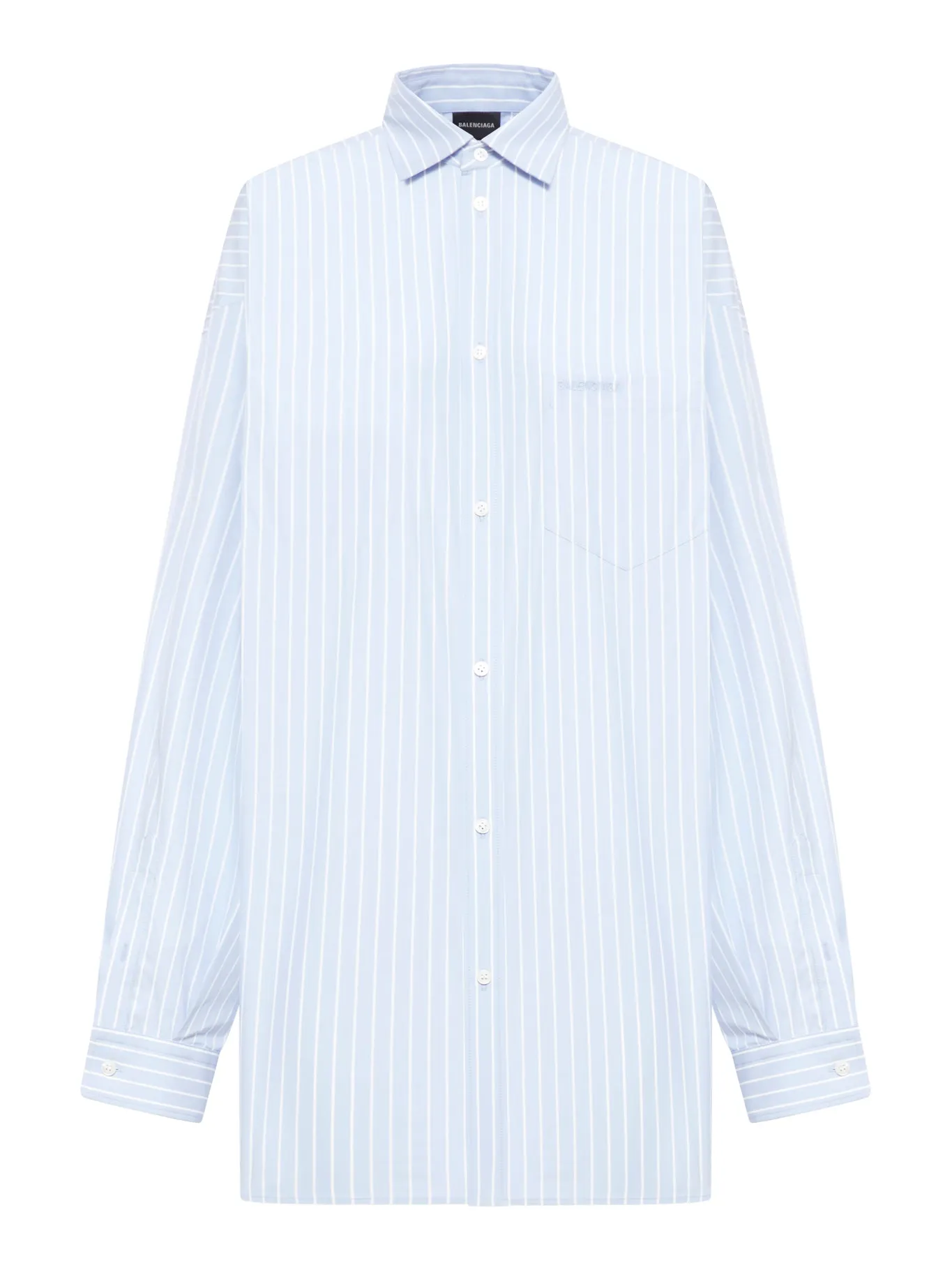 ASYMMETRIC SHIRT COTTON STRIPE POPLIN