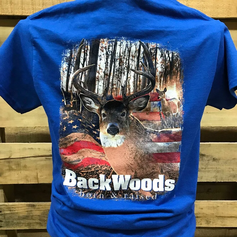 Backwoods USA American Flag Deer Buck Unisex T Shirt