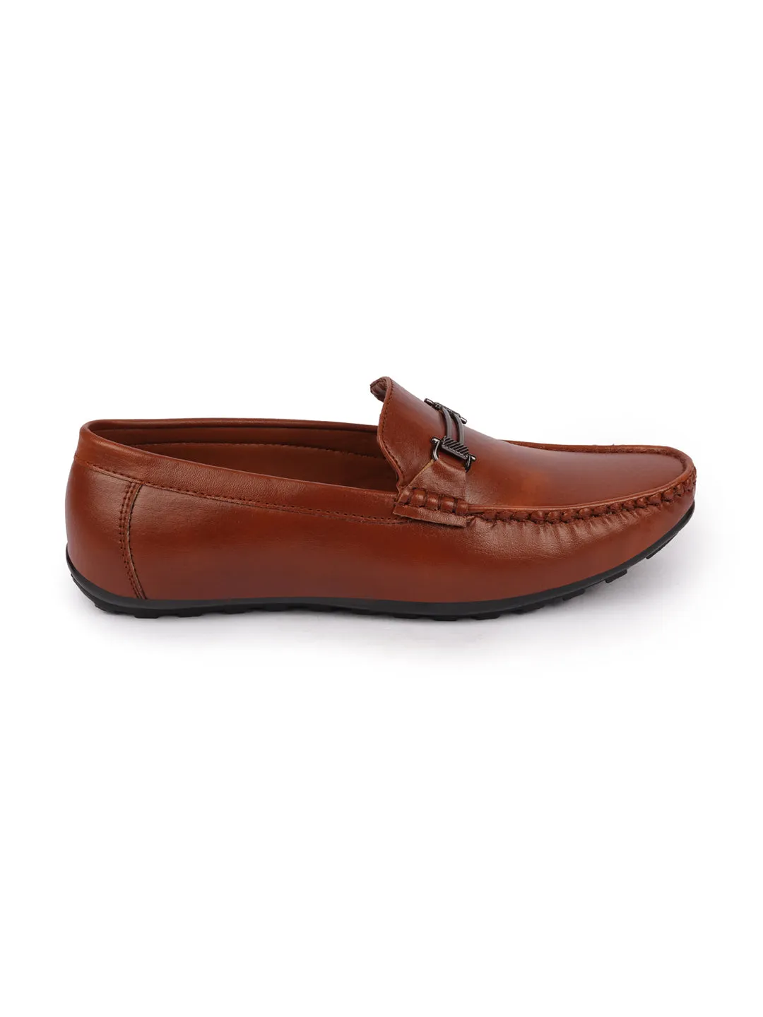 Basics Men Tan Horsebit Buckle Premium Slip On Casual Loafers and Moccasin Shoes