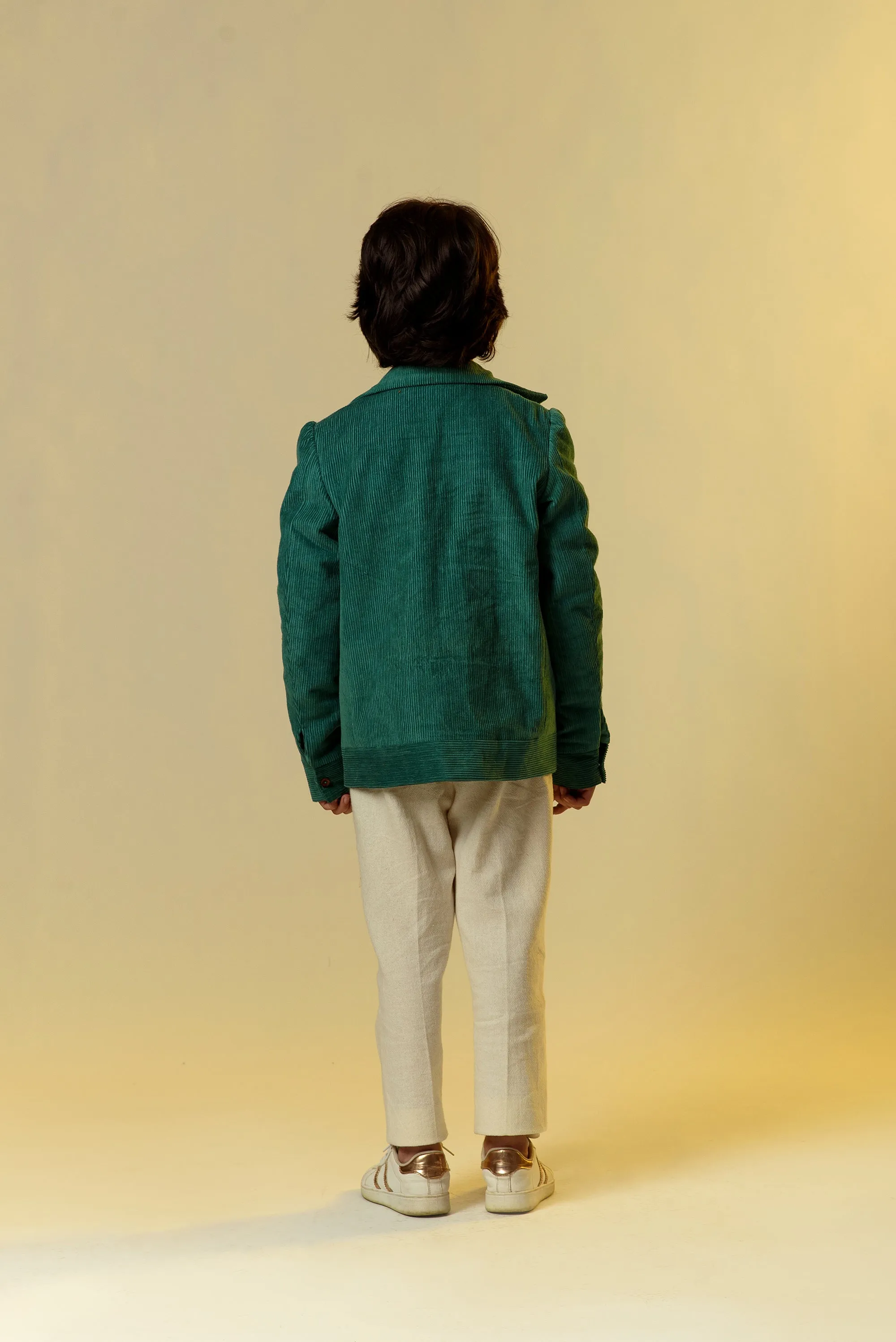 Beryl Dapper- Green Organic Corduroy Jacket For Boys