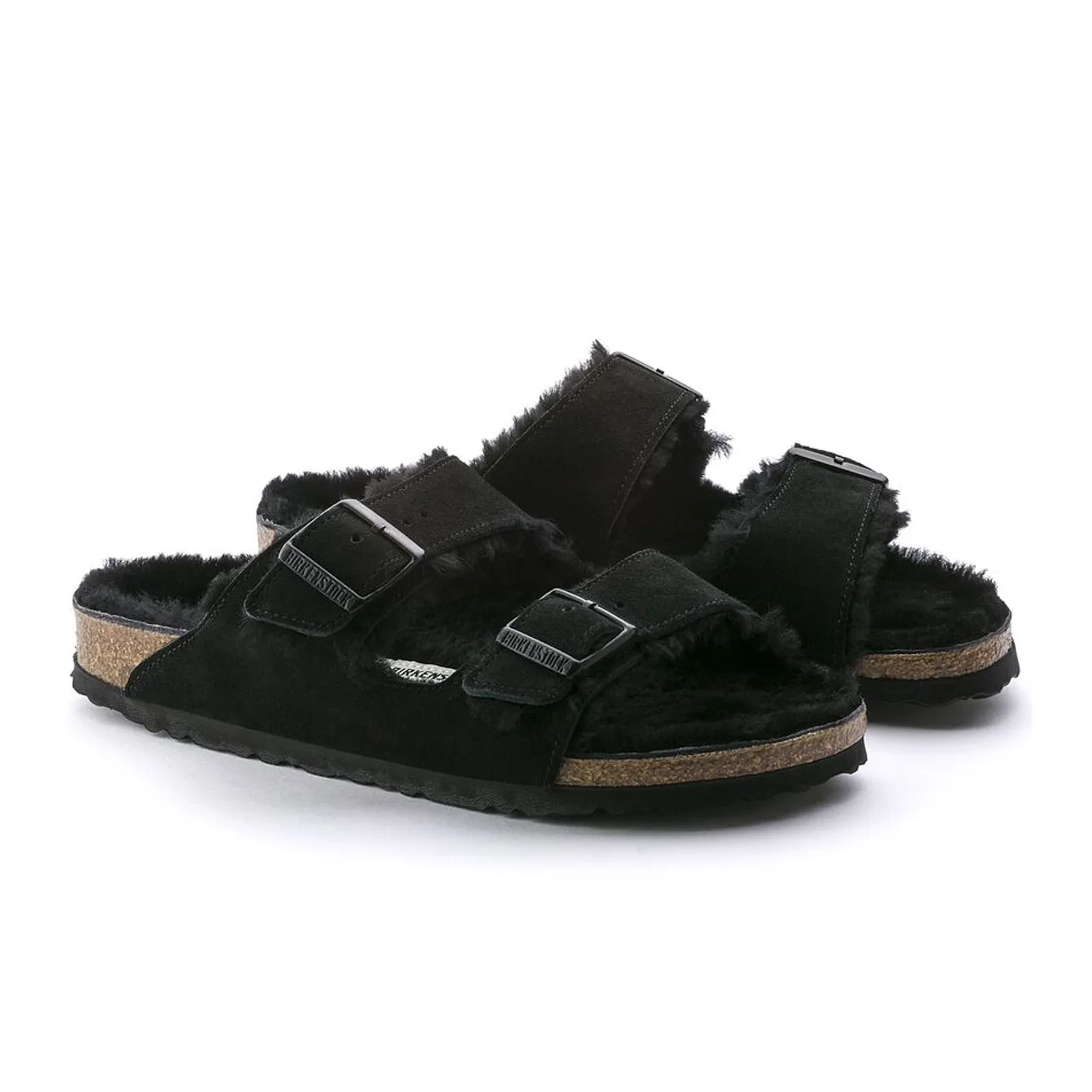 Birkenstock Arizona Shearling Slide Sandal (Women) - Black/Black