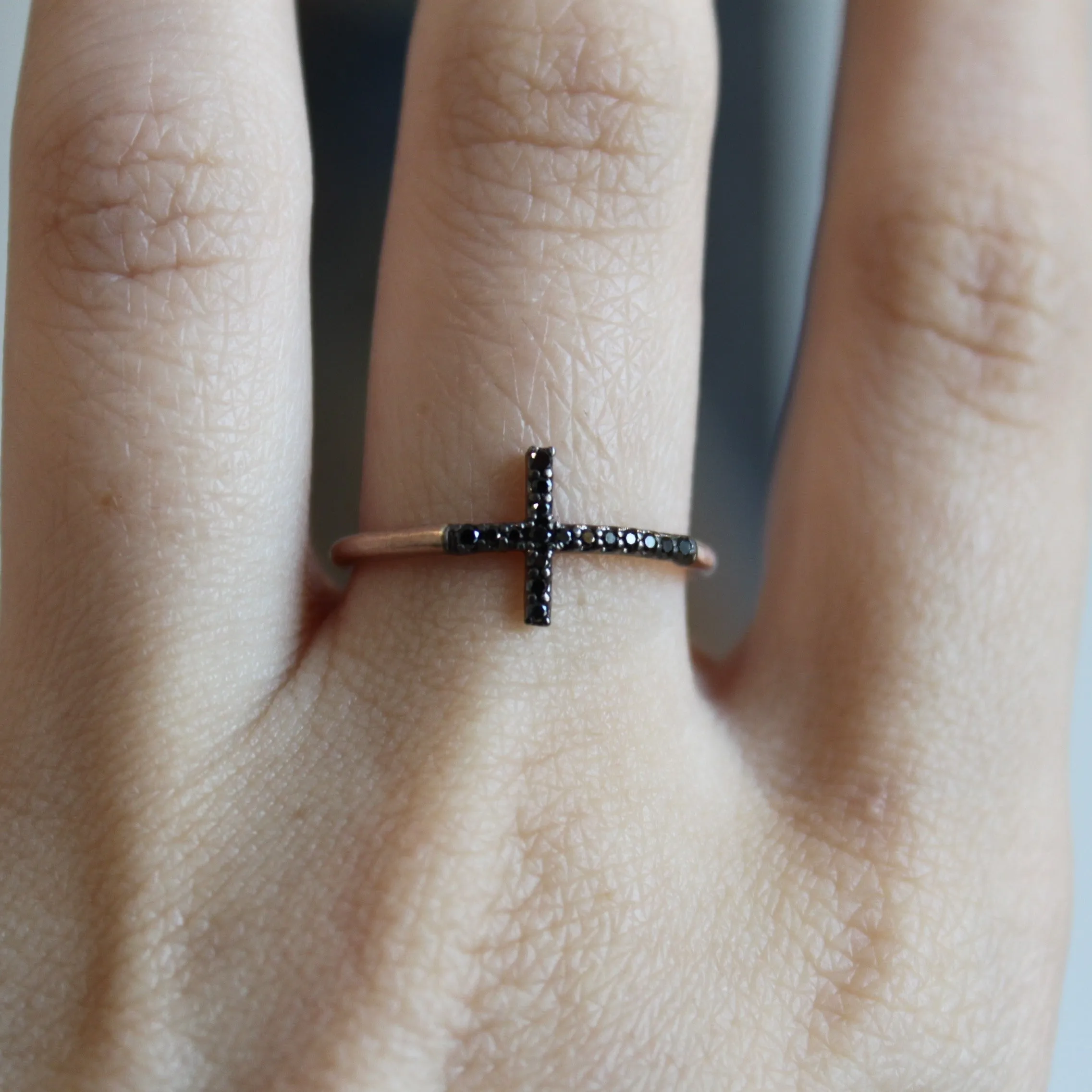 Black Diamond Sideways Cross Ring