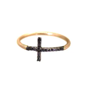 Black Diamond Sideways Cross Ring