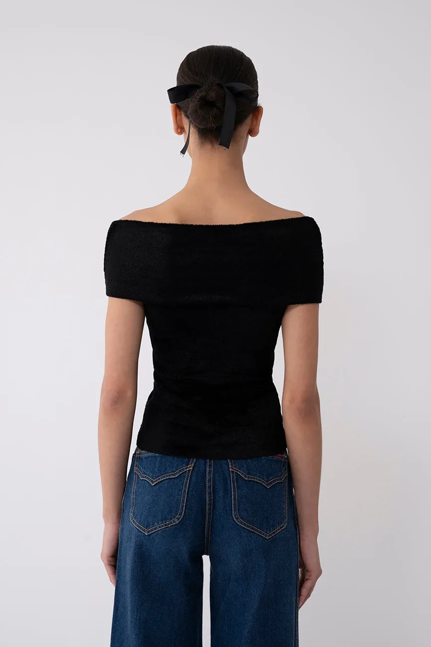 Black Velvet Off Shoulder Top