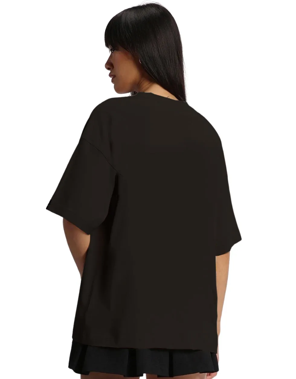 Black 'WLNVRDIE' Front Print Women's Oversize Tee