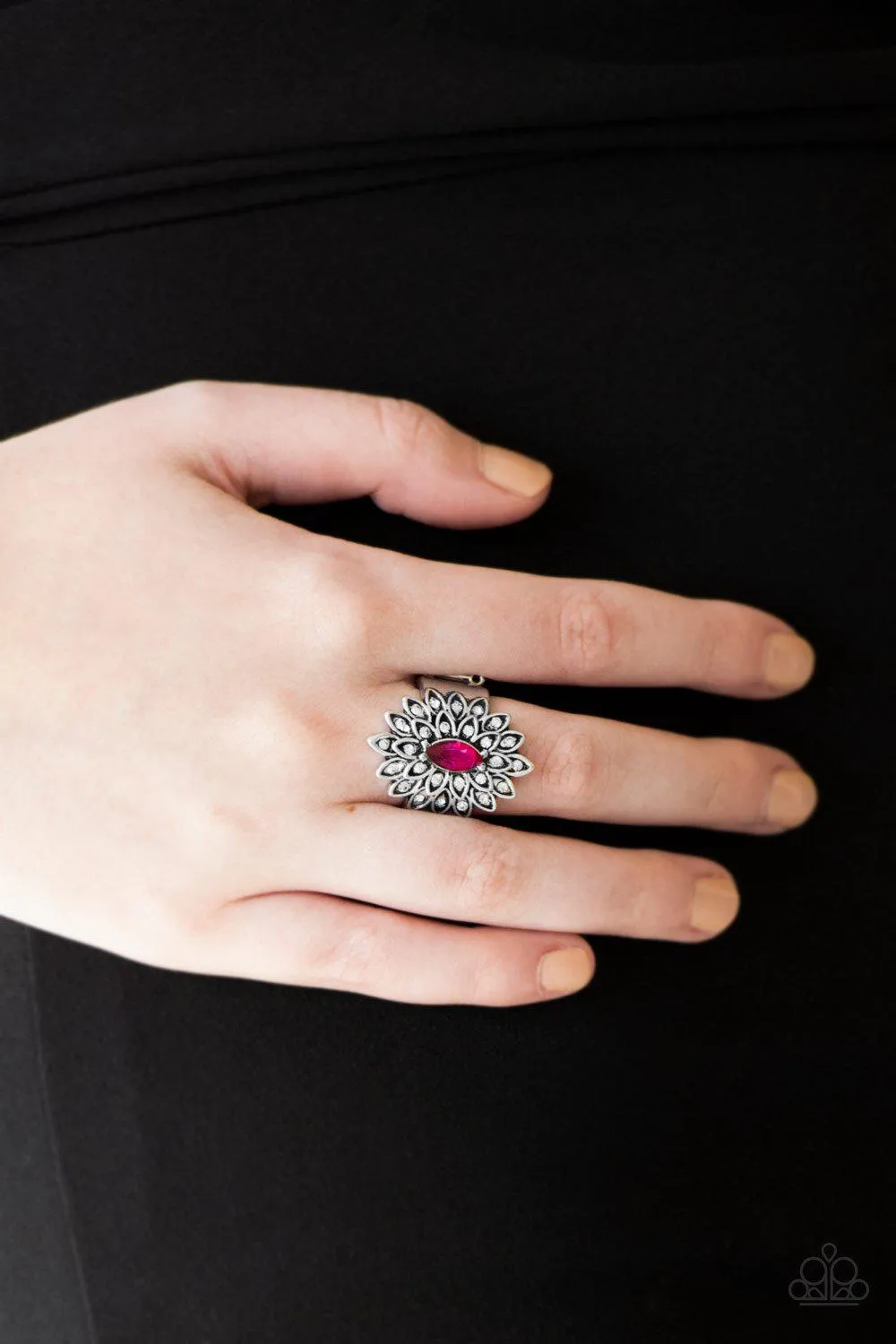 Blooming Fireworks Pink and Silver Ring - Paparazzi Accessories