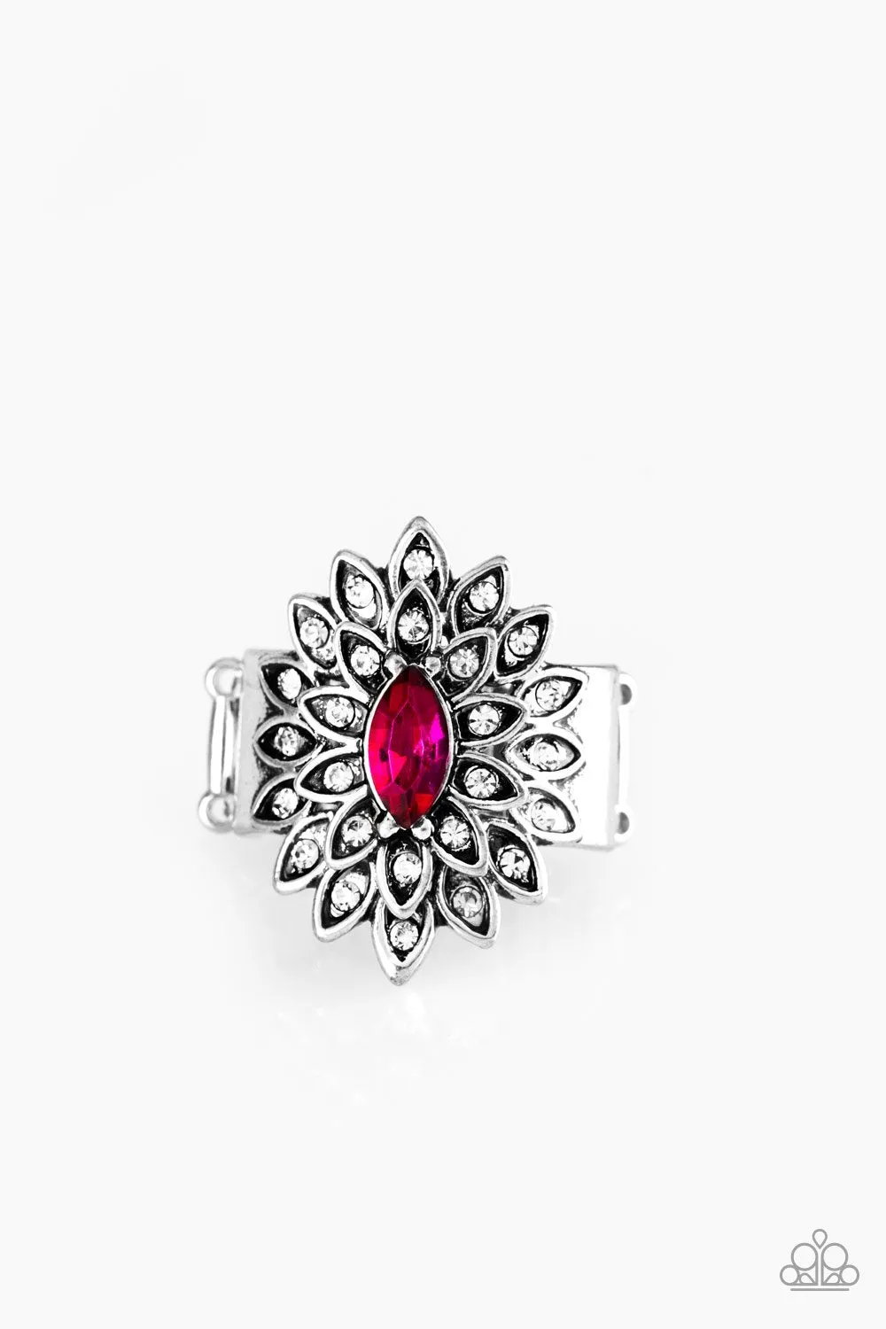 Blooming Fireworks Pink and Silver Ring - Paparazzi Accessories