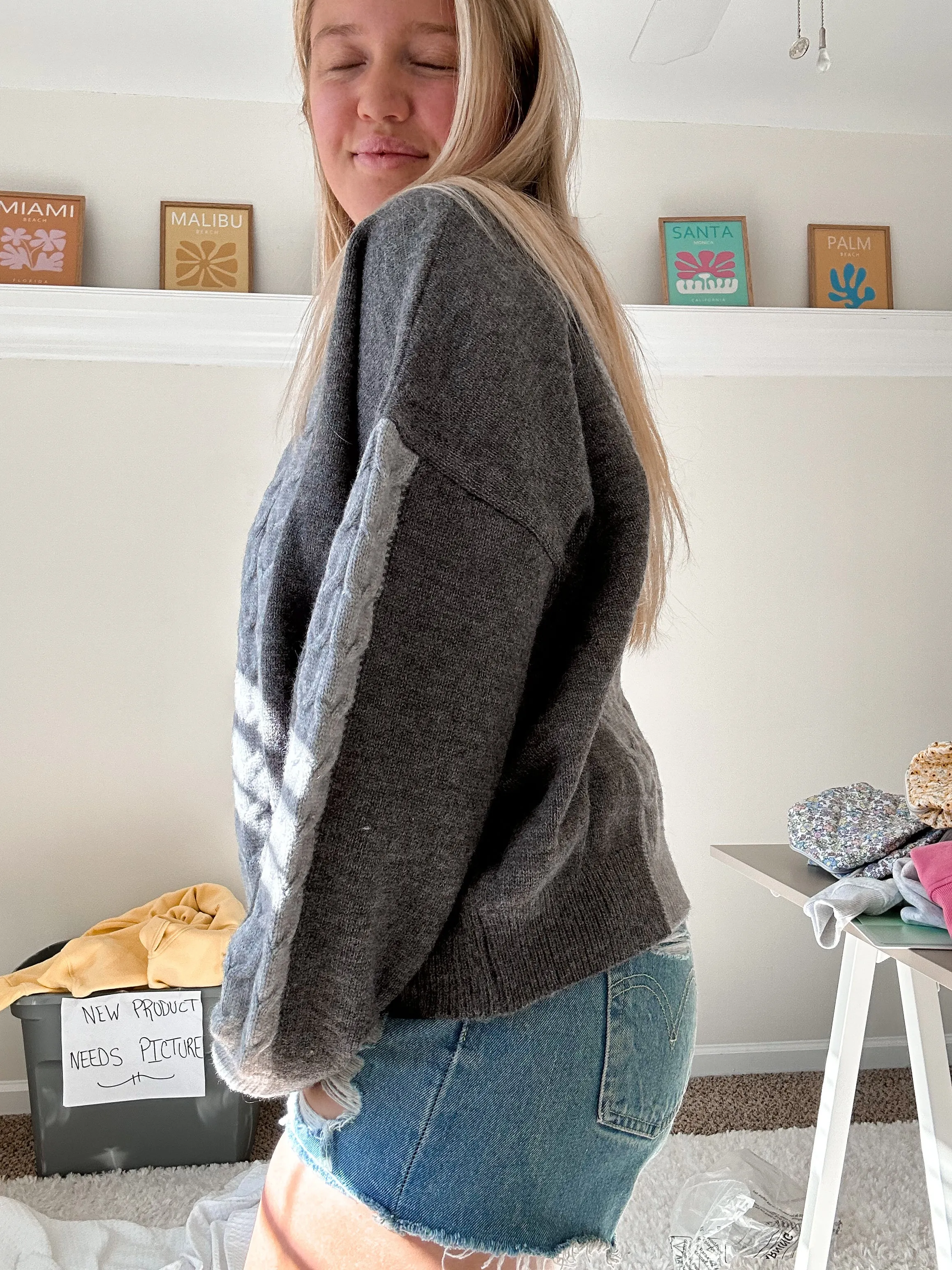 Blue Colorblock Sweater