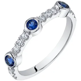 Blue Sapphire Round Cut Sterling Silver Ring Size 5