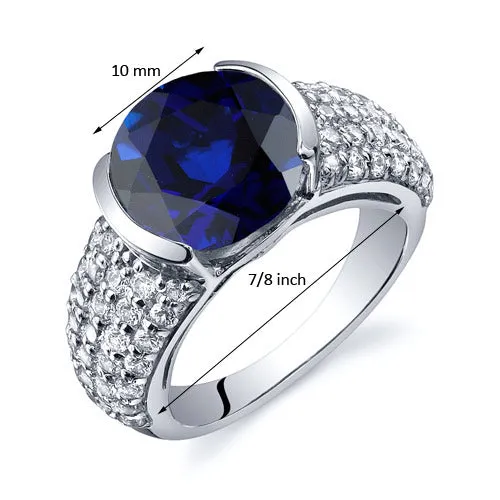 Blue Sapphire Round Cut Sterling Silver Ring Size 6