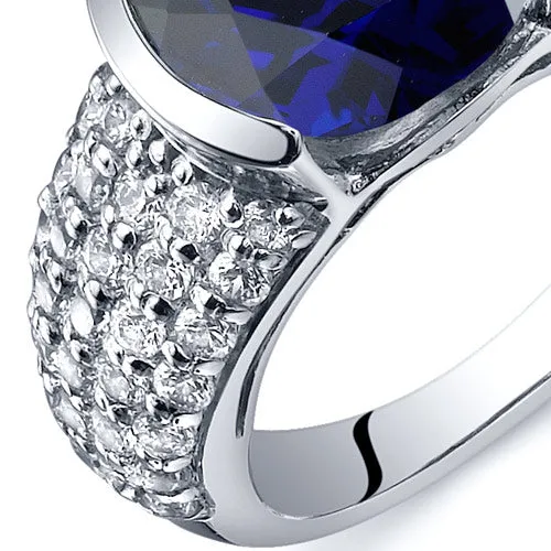 Blue Sapphire Round Cut Sterling Silver Ring Size 6