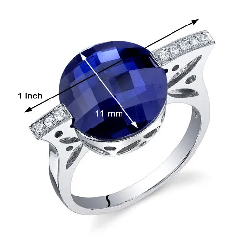 Blue Sapphire Round Cut Sterling Silver Ring Size 7