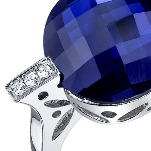 Blue Sapphire Round Cut Sterling Silver Ring Size 7