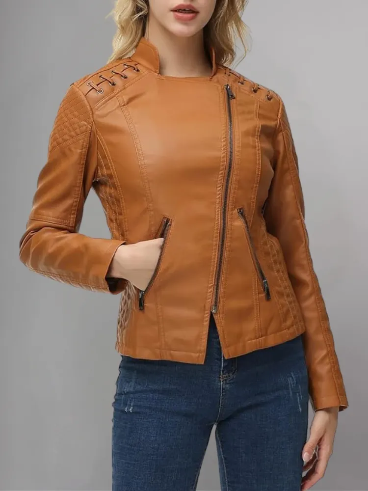 Brown Long-Sleeve Moto Jacket - Women & Plus