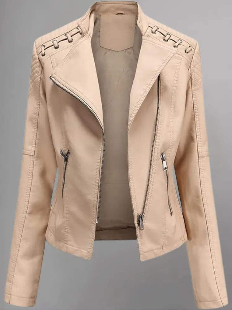 Brown Long-Sleeve Moto Jacket - Women & Plus