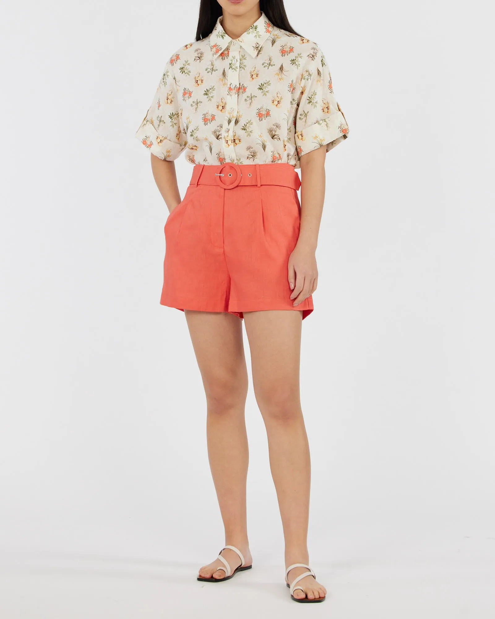 Brydie Linen Short - Poppy