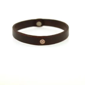 Buffalo Leather Bracelet with Rose Gold Disc and Diamonds