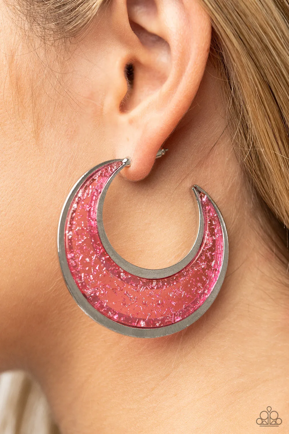 Charismatically Curvy - Pink Acrylic Hoop Earrings Paparazzi Accessories