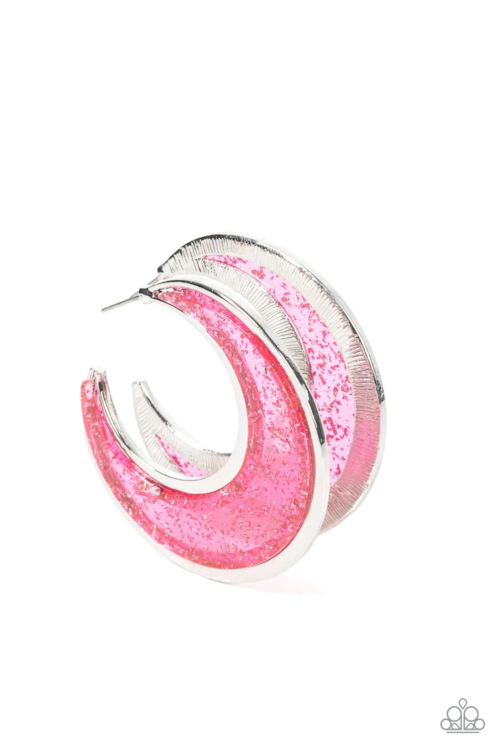 Charismatically Curvy - Pink Acrylic Hoop Earrings Paparazzi Accessories