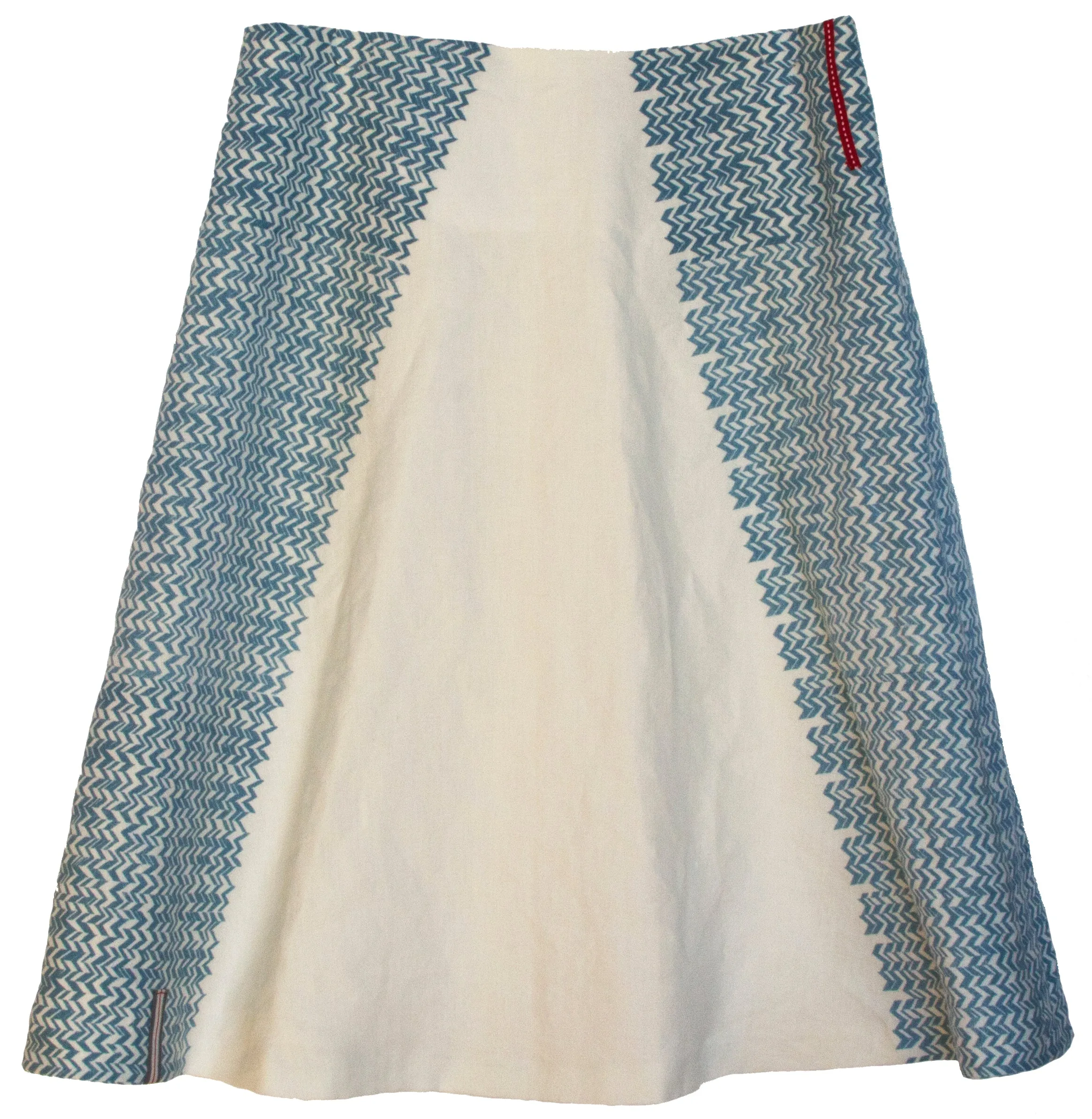 Chevron White linen A-line skirt