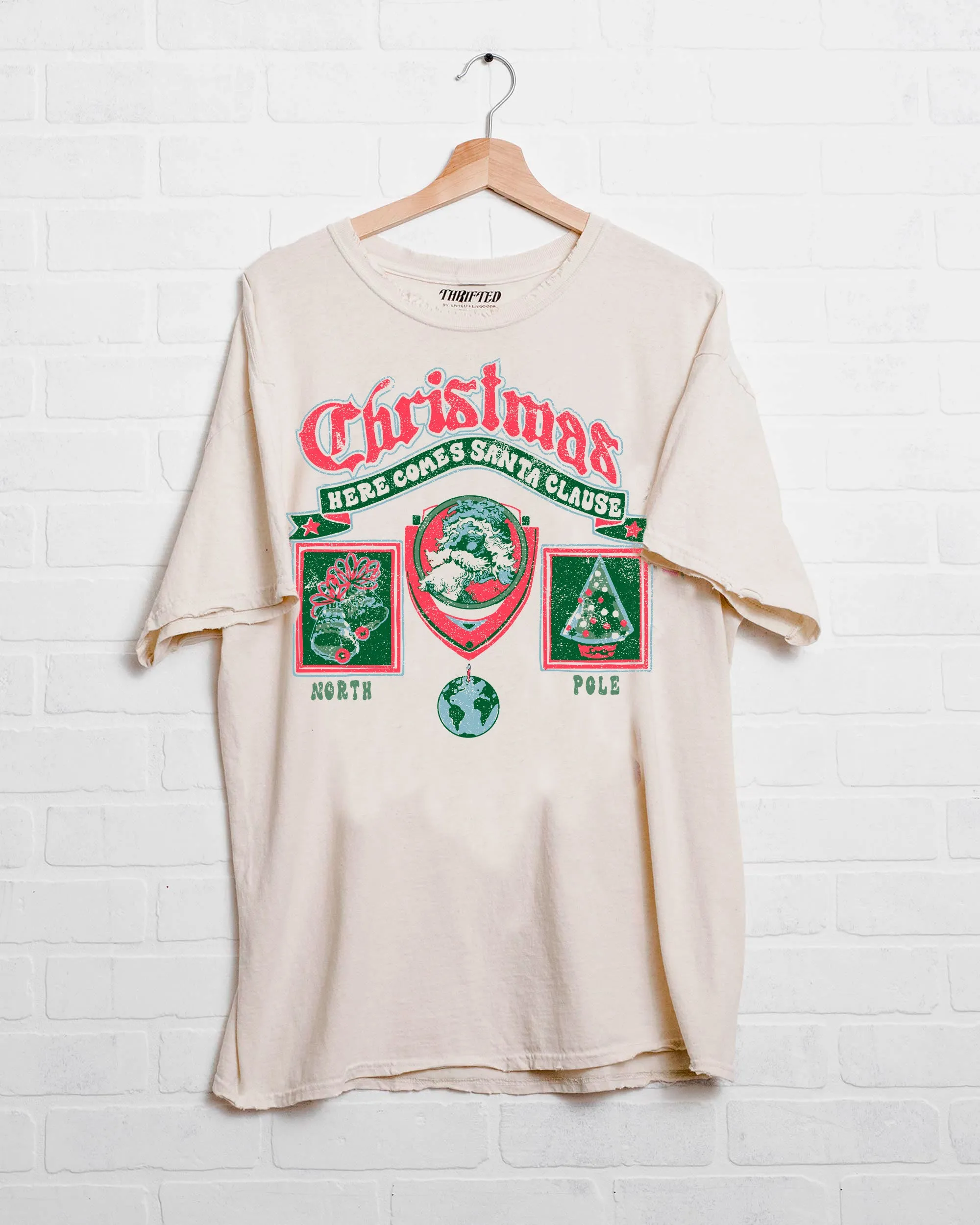 Christmas Patch Off White Thrifted Tee