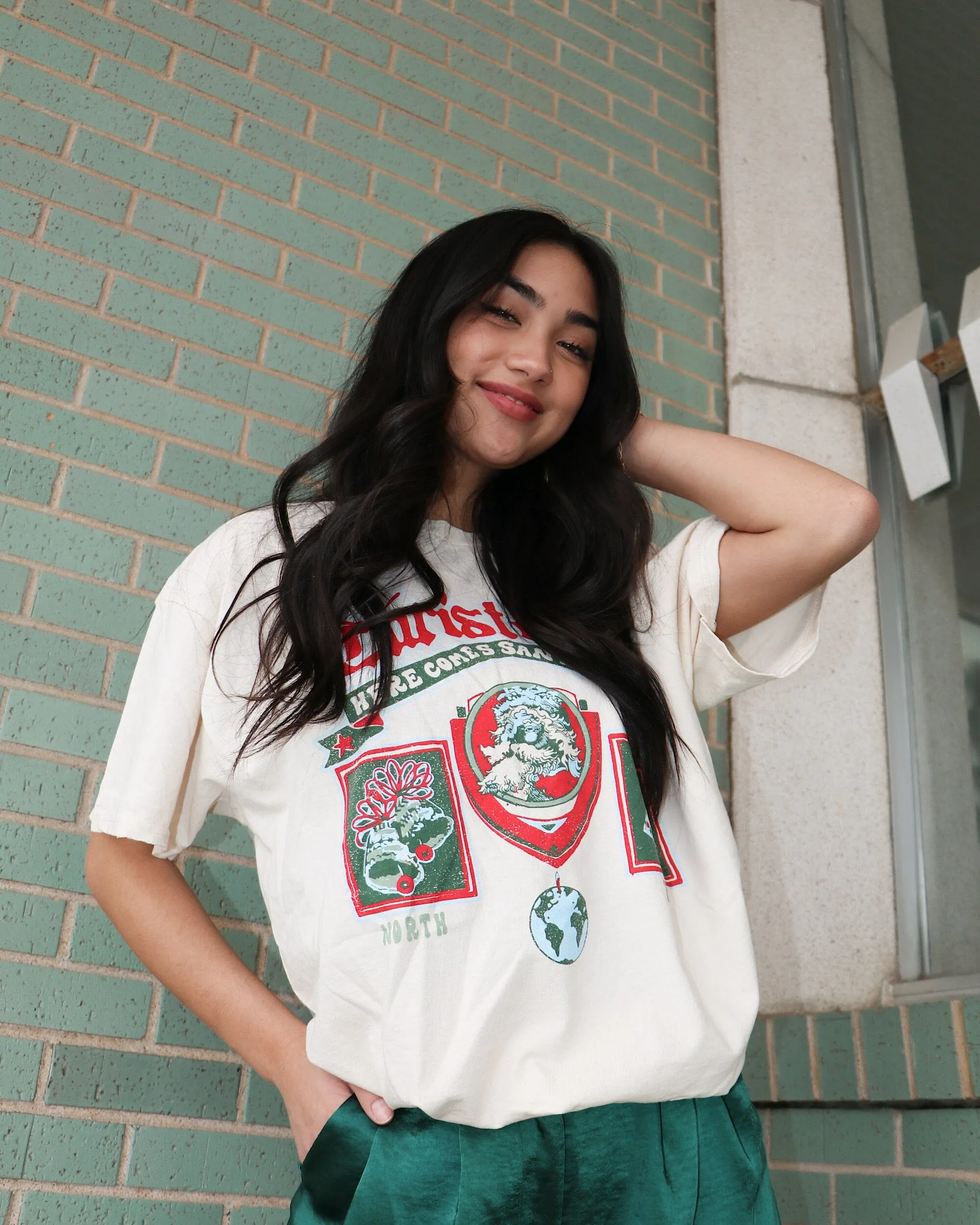 Christmas Patch Off White Thrifted Tee