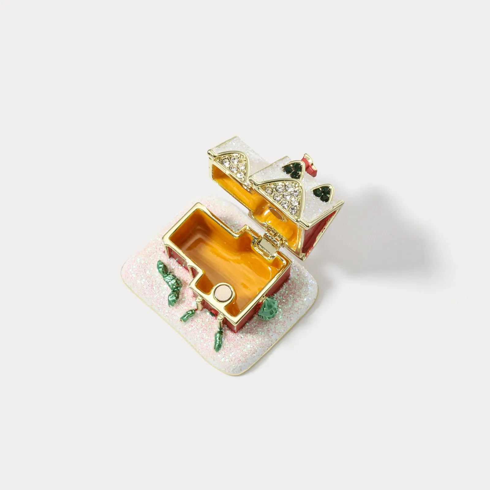 Christmas Snow House Jeweled Trinket Box