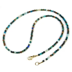 Chrysocolla 2.5mm Faceted Round Necklace with Gold Filled Trigger Clasp