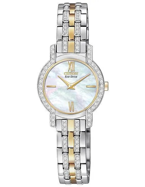 Citizen Eco-Drive Silhouette Crystal Two-Tone Ladies Watch - Mother-of-Pearl