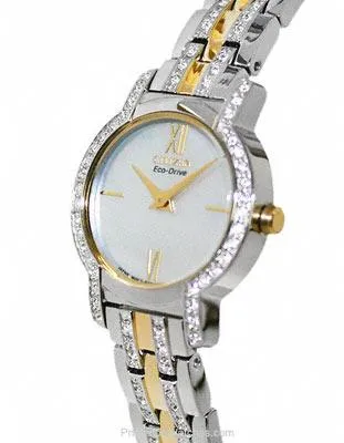 Citizen Eco-Drive Silhouette Crystal Two-Tone Ladies Watch - Mother-of-Pearl