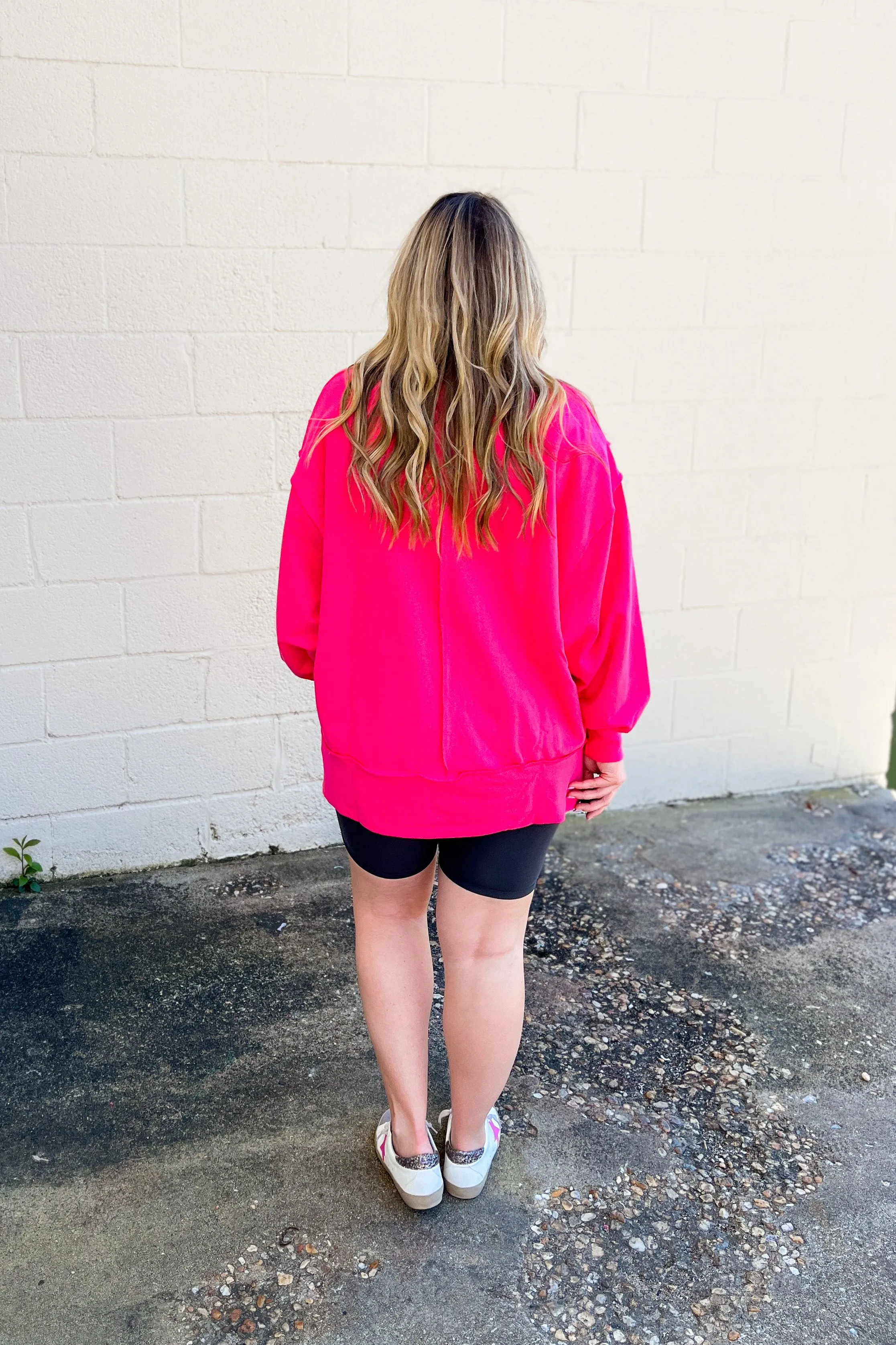 Cosette Oversized Pullover Sweatshirt, Fuchsia