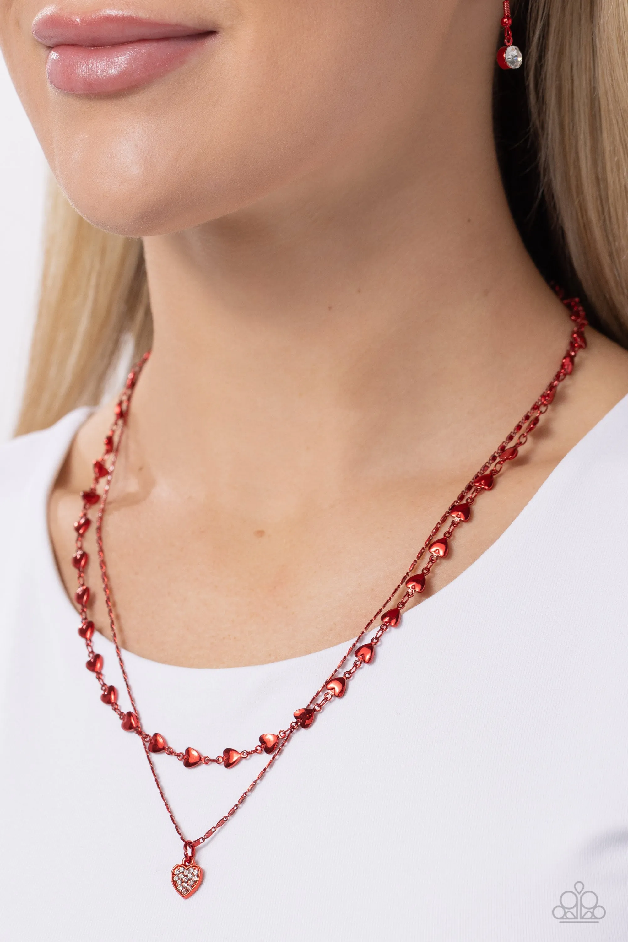 Cupid Combo Red Heart Necklace - Paparazzi Accessories