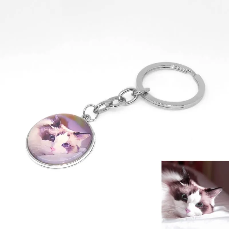 Custom Photo Cat Keychain