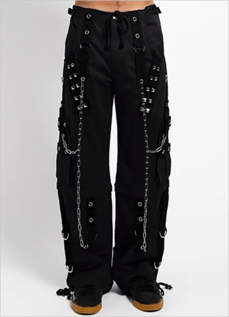 Dark cuff pants - BLACK