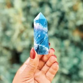 Deep Blue Fluorite Point