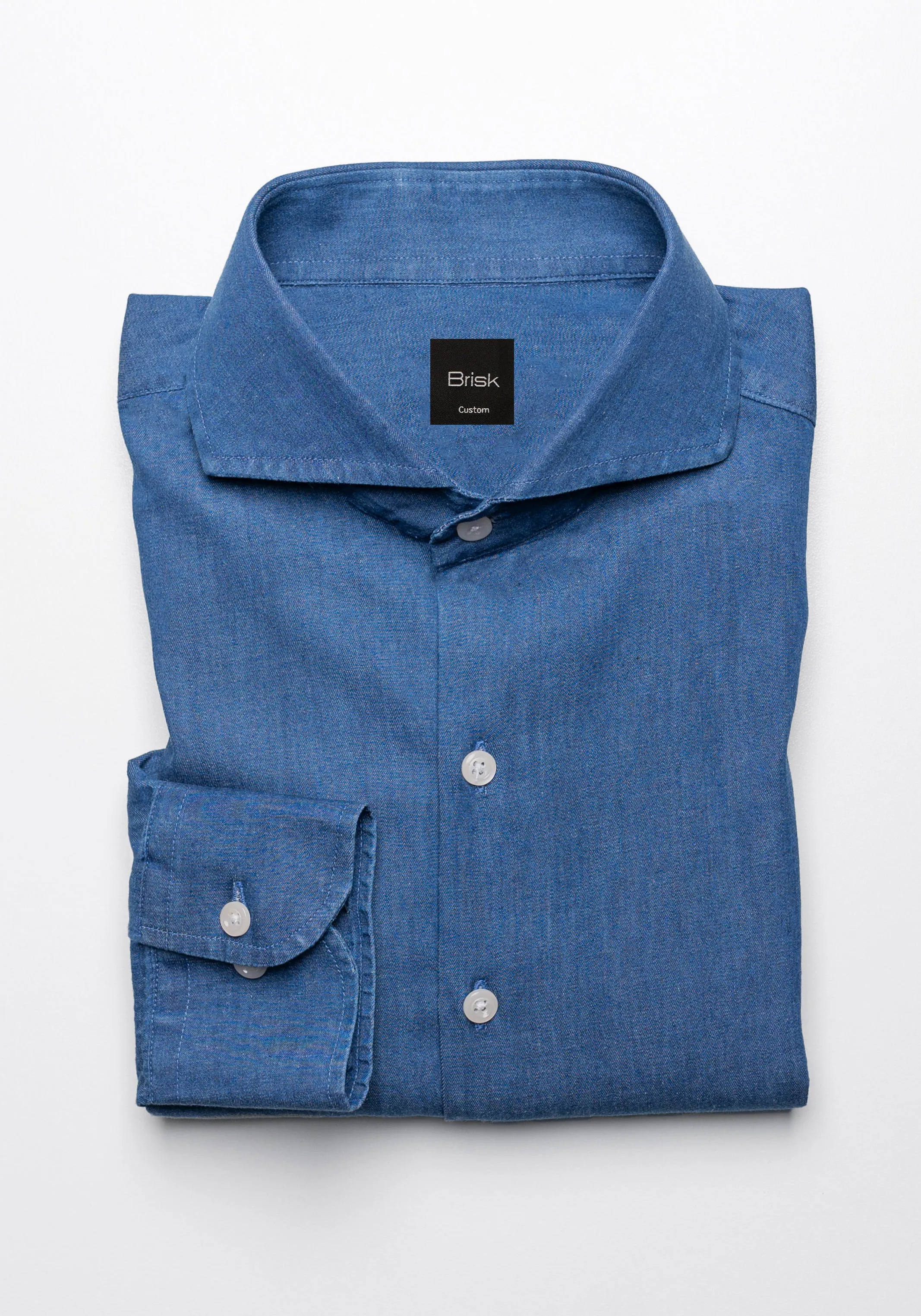 Denim Dark Wash Shirt - Cut Away Extreme Collar