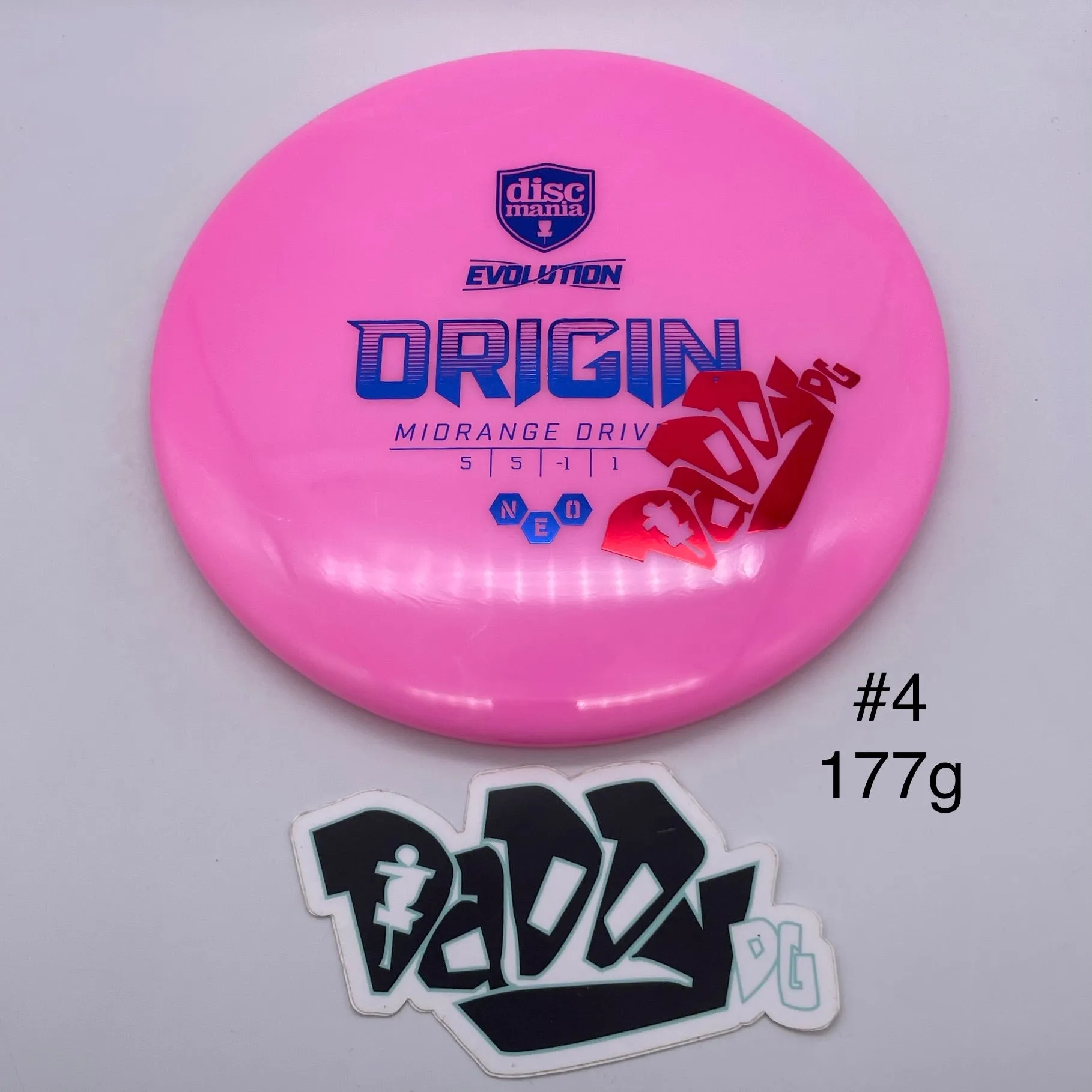 Discmania Evolution Neo Origin Midrange w/ custom Daddy DG Stamp