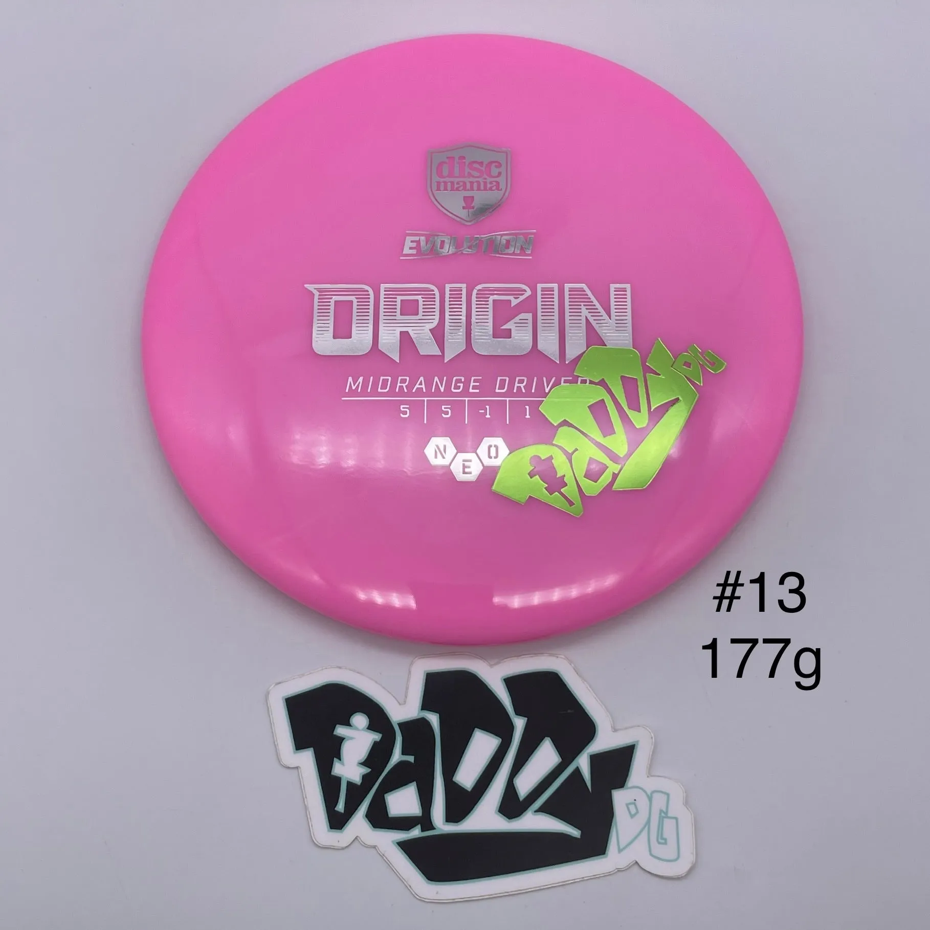 Discmania Evolution Neo Origin Midrange w/ custom Daddy DG Stamp